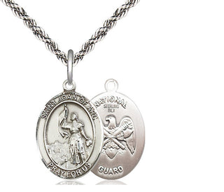 Sterling Silver Saint Joan of Arc National Guard Medal Religious Jewelry