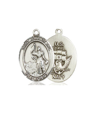 Sterling Silver Saint Joan of Arc Navy Medal Religious Jewelry