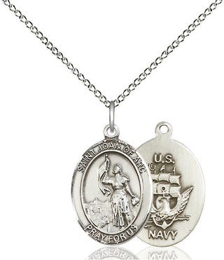Sterling Silver Saint Joan of Arc Navy Medal Religious Jewelry