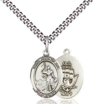 Sterling Silver Saint Joan of Arc Navy Medal Religious Jewelry