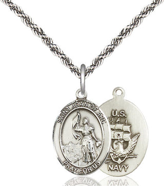 Sterling Silver Saint Joan of Arc Navy Medal Religious Jewelry