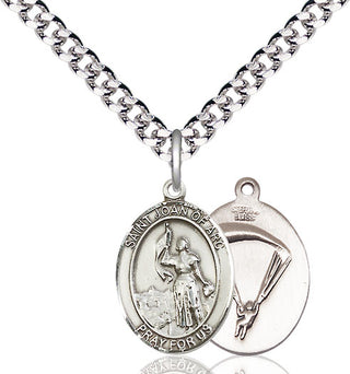 Sterling Silver Saint Joan of Arc Paratrooper Medal Religious Jewelry