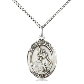 Sterling Silver Saint Joan of Arc Medal Religious Jewelry Engraved Catholic Saint Jewelry