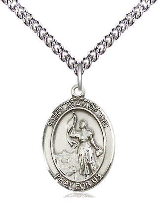 Sterling Silver Saint Joan of Arc Medal Religious Jewelry Engraved Catholic Saint Jewelry