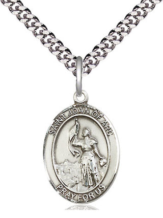 Sterling Silver Saint Joan of Arc Medal Religious Jewelry Engraved Catholic Saint Jewelry