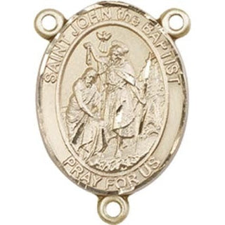 14kt Gold Filled Saint John the Baptist Rosary Center Rosary Center Engraved Catholic Saint Jewelry