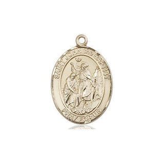 14kt Gold Filled Saint John the Baptist Medal Engraved Catholic Saint Jewelry