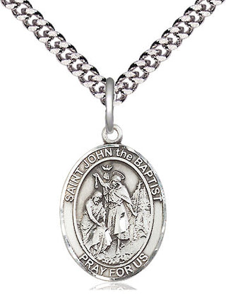 Pewter Saint John the Baptist Medal Religious Jewelry Engraved Catholic Saint Jewelry