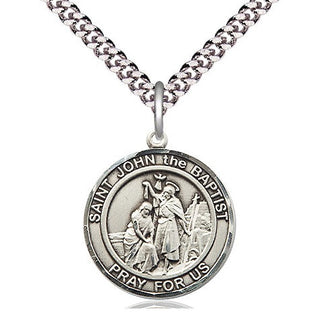 Pewter Saint John the Baptist Medal Religious Jewelry Engraved Catholic Saint Jewelry