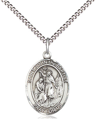 Sterling Silver Saint John the Baptist Medal Religious Jewelry Engraved Catholic Saint Jewelry