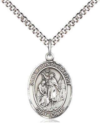 Sterling Silver Saint John the Baptist Medal Religious Jewelry Engraved Catholic Saint Jewelry