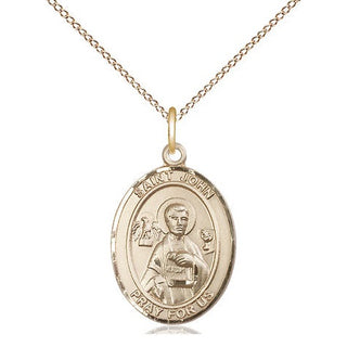 14kt Gold Filled Saint John the Apostle Medal Religious Jewelry Engraved Catholic Saint Jewelry