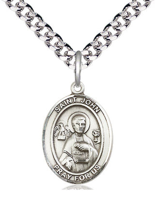 Pewter Saint John the Apostle Medal Religious Jewelry Engraved Catholic Saint Jewelry