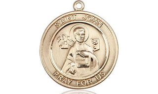 14kt Gold Filled Saint John the Apostle Medal Engraved Catholic Saint Jewelry