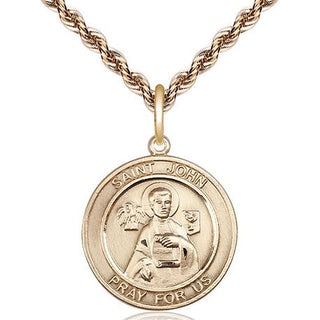 14kt Gold Filled Saint John the Apostle Medal Religious Jewelry Engraved Catholic Saint Jewelry