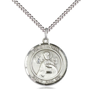 Pewter Saint John the Apostle Medal Religious Jewelry Engraved Catholic Saint Jewelry