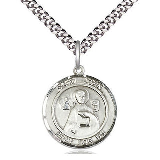 Sterling Silver Saint John the Apostle Medal Religious Jewelry Engraved Catholic Saint Jewelry