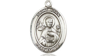 Sterling Silver Saint John the Apostle Medal Religious Jewelry Engraved Catholic Saint Jewelry