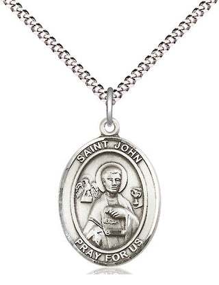 Sterling Silver Saint John the Apostle Medal Religious Jewelry Engraved Catholic Saint Jewelry
