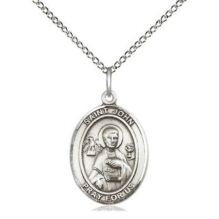 Sterling Silver Saint John the Apostle Medal Religious Jewelry Engraved Catholic Saint Jewelry