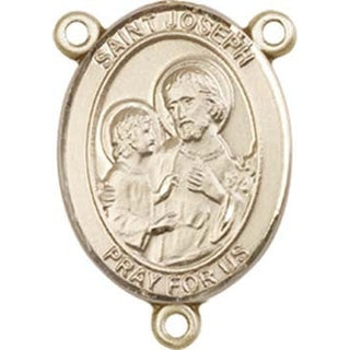 14kt Gold Saint Joseph Rosary Center Rosary Center Engraved Catholic Saint Jewelry
