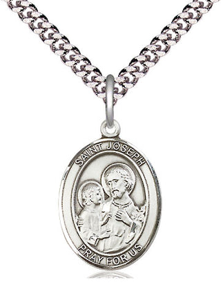 Pewter Saint Joseph Medal Religious Jewelry Engraved Catholic Saint Jewelry