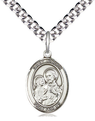Pewter Saint Joseph Medal Religious Jewelry Engraved Catholic Saint Jewelry