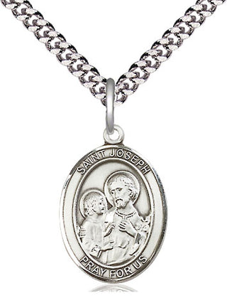 Pewter Saint Joseph Medal Religious Jewelry Engraved Catholic Saint Jewelry