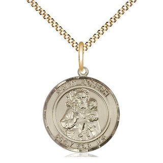 14kt Gold Filled Saint Joseph Medal Religious Jewelry Engraved Catholic Saint Jewelry