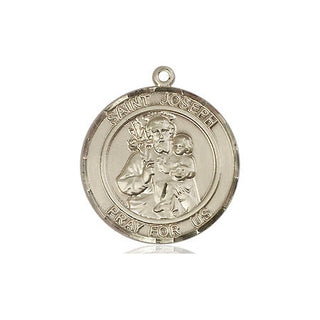 14kt Gold Saint Joseph Medal Engraved Catholic Saint Jewelry