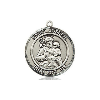 Pewter Saint Joseph Medal Engraved Catholic Saint Jewelry