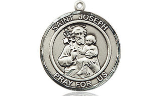 Sterling Silver Saint Joseph Medal Religious Jewelry Engraved Catholic Saint Jewelry