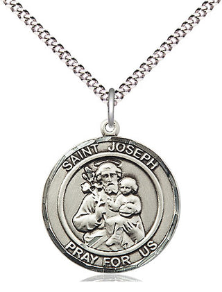 Sterling Silver Saint Joseph Medal Religious Jewelry Engraved Catholic Saint Jewelry