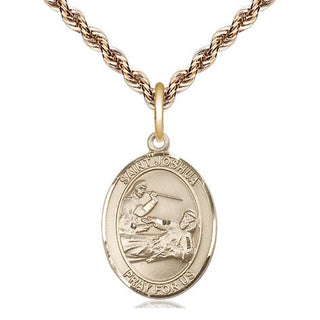 14kt Gold Filled Saint Joshua Medal Religious Jewelry Engraved Catholic Saint Jewelry