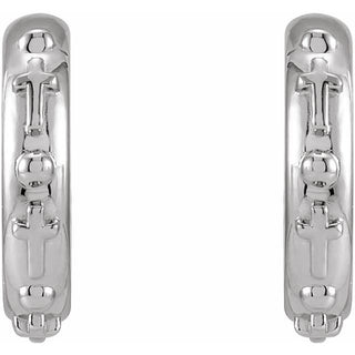 14K White Rosary Hoop Earrings