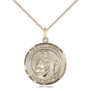 14kt Gold Saint Jude Medal Engraved Catholic Saint Jewelry