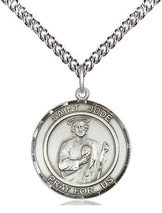 Sterling Silver Saint Jude Medal Religious Jewelry Engraved Catholic Saint Jewelry