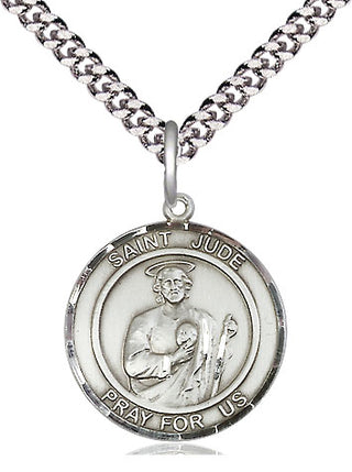 Sterling Silver Saint Jude Medal Religious Jewelry Engraved Catholic Saint Jewelry