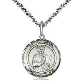 Sterling Silver Saint Jude Medal Religious Jewelry Engraved Catholic Saint Jewelry