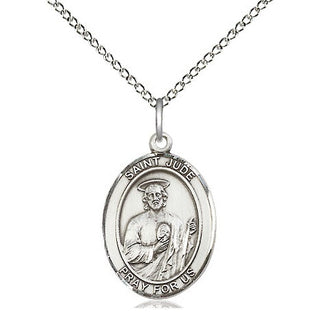 Sterling Silver Saint Jude Medal Religious Jewelry Engraved Catholic Saint Jewelry