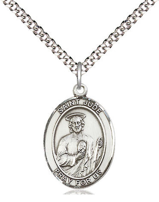 Sterling Silver Saint Jude Medal Religious Jewelry Engraved Catholic Saint Jewelry