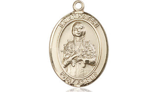 14kt Gold Filled Saint Kateri Medal Engraved Catholic Saint Jewelry