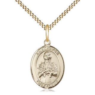 14kt Gold Filled Saint Kateri Medal Religious Jewelry Engraved Catholic Saint Jewelry
