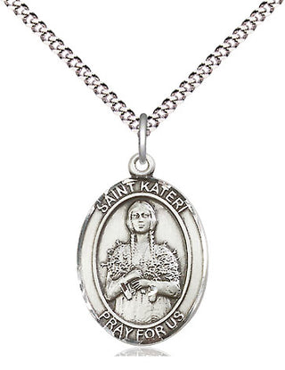 Sterling Silver Saint Kateri Medal Religious Jewelry Engraved Catholic Saint Jewelry