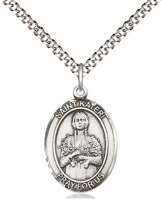 Sterling Silver Saint Kateri Medal Religious Jewelry Engraved Catholic Saint Jewelry