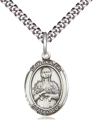 Sterling Silver Saint Kateri Medal Religious Jewelry Engraved Catholic Saint Jewelry