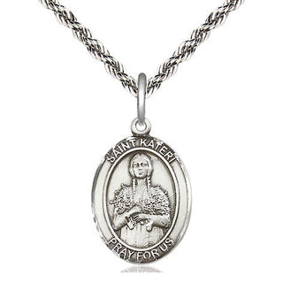 Sterling Silver Saint Kateri Medal Religious Jewelry Engraved Catholic Saint Jewelry