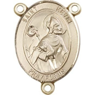14kt Gold Saint Kevin Rosary Center Rosary Center Engraved Catholic Saint Jewelry