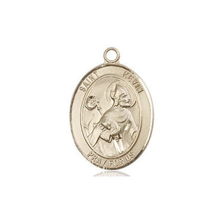 14kt Gold Filled Saint Kevin Medal Engraved Catholic Saint Jewelry