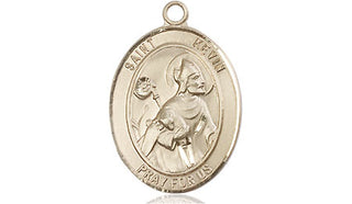 14kt Gold Saint Kevin Medal Engraved Catholic Saint Jewelry